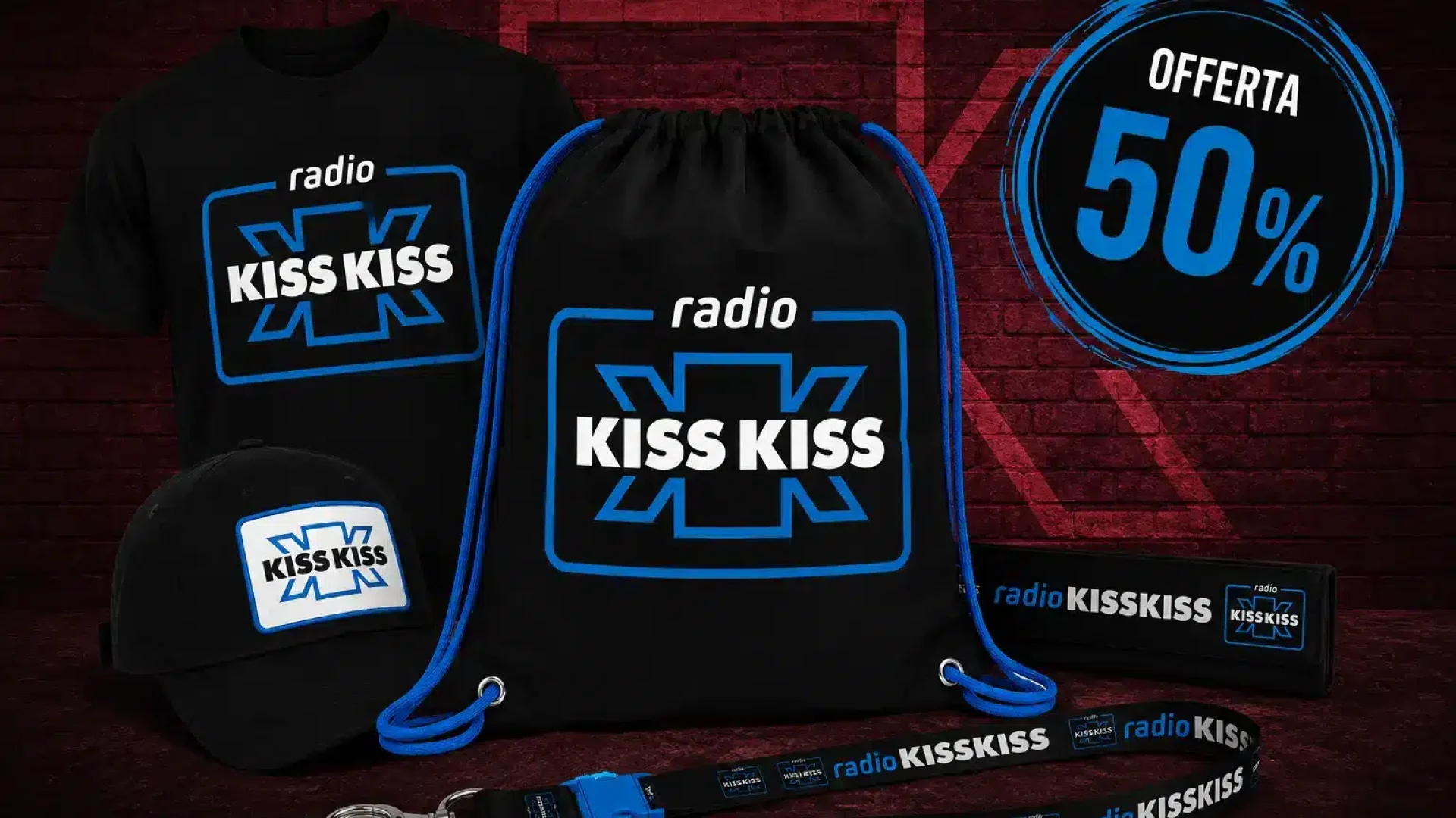 Premium Bag Kiss Kiss Way 2026 al 50%: acquista il merchandising ufficiale Radio Kiss Kiss e approfitta subito dell'offerta sullo shop online.