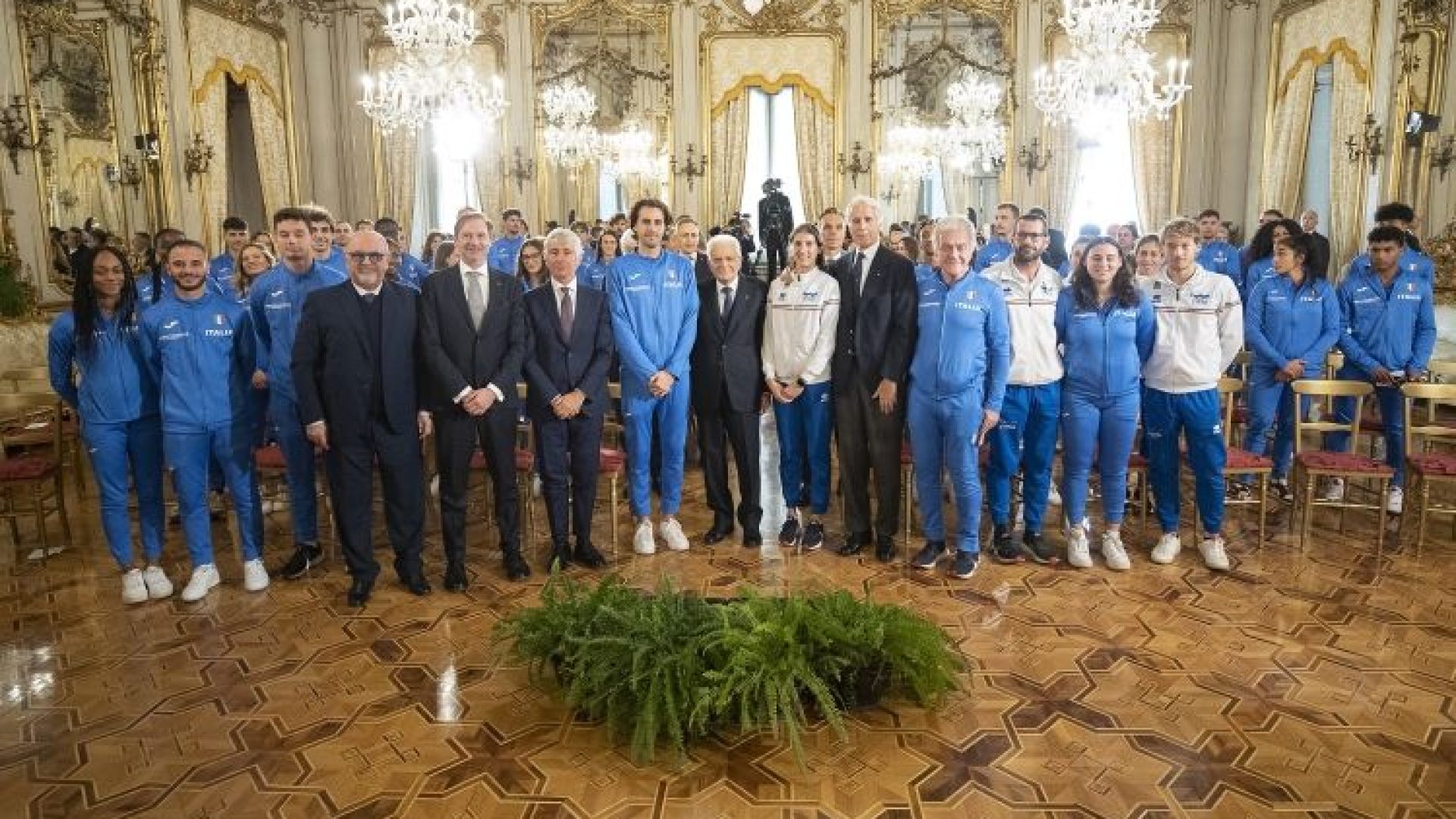 Il Presidente della Repubblica Sergio Mattarella in occasione dell’incontro con la Nazionale italiana di atletica leggera vincitrice della Coppa Europa e con la Nazionale italiana di Pentathlon moderno vincitrice del Campionato del mondo a squadre